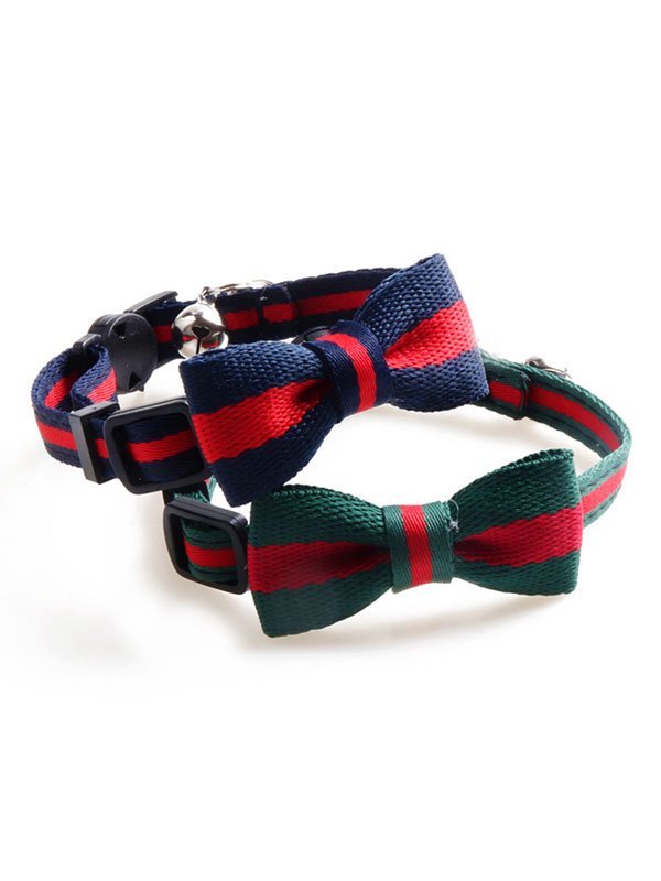 Manufacturer Wholesale Classic Color Plaid Design Cat Collar With Bowknot Bell 06-1610 www.cattoyfactory.com