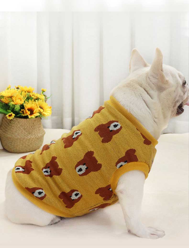 GMTPET Autumn and winter thickened dog clothes bear jacquard fat dog short body bulldog clothes thickened method bucket plus velvet vest 107-222022 www.cattoyfactory.com