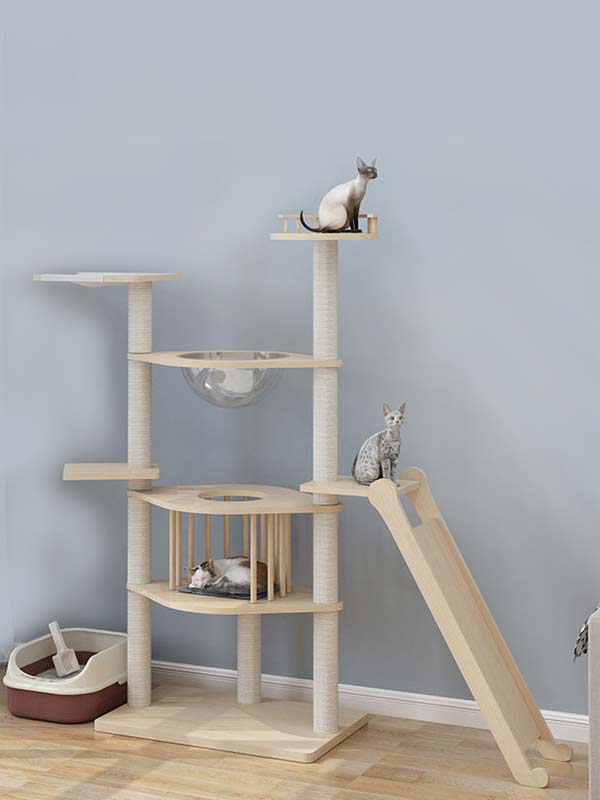 Wholesale pine solid wood multilayer board cat tree cat tower cat climbing frame 105-212 www.cattoyfactory.com