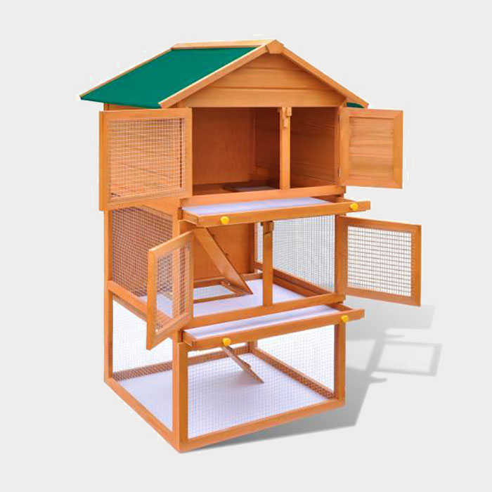 Wholesale OEM Two Layers Wooden Rabbit Cage Outdoor Pet House Large House for Rabbits