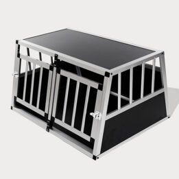 Small Double Door Dog Cage With Separate Board 65a 89cm 06-0771 www.cattoyfactory.com