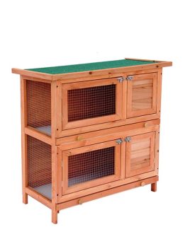 Wholesale OEM Wooden Rabbit Cage Double layer wood rabbit house