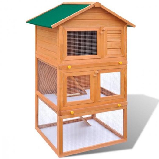 Wholesale OEM Two Layers Wooden Rabbit Cage Outdoor Pet House Large House for Rabbits