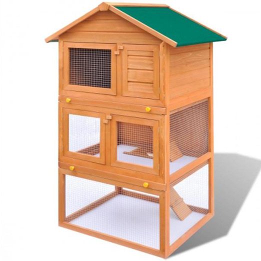 Wholesale OEM Two Layers Wooden Rabbit Cage Outdoor Pet House Large House for Rabbits
