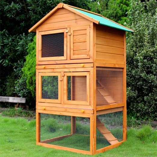 Wholesale OEM Two Layers Wooden Rabbit Cage Outdoor Pet House Large House for Rabbits