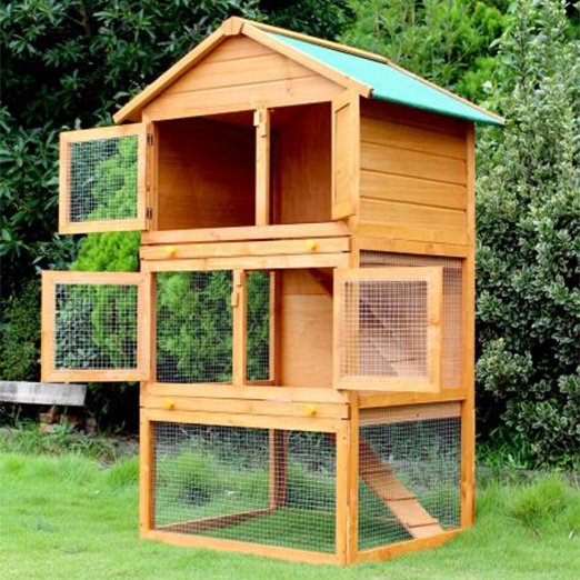 Wholesale OEM Two Layers Wooden Rabbit Cage Outdoor Pet House Large House for Rabbits