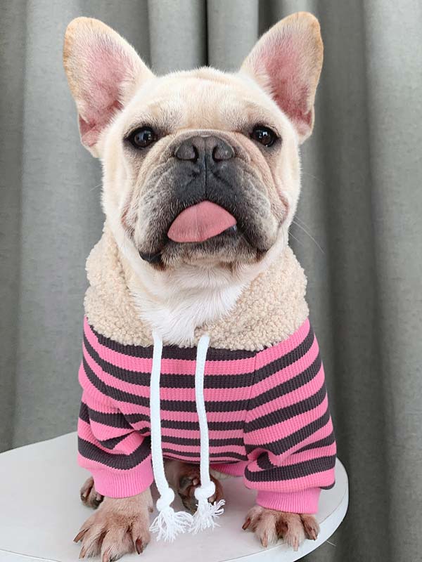 Wholesale Striped Rabbit Lambskin Hoodie Dog Clothes 06-1382