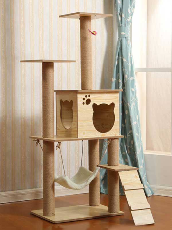 Novo produto por atacado de madeira maciça para gatos, árvore de estimação, estrutura de escalada para gatos 06-1154 www.cattoyfactory.com