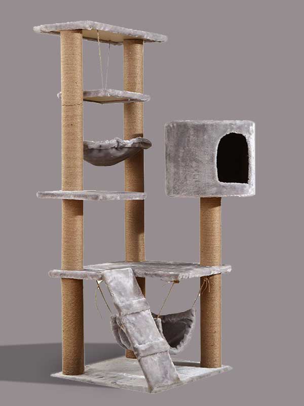 A estrutura de escalada para gatos em árvore de flanela multicamadas OEM de fábrica tem sala para gatos grandes 06-1172 www.cattoyfactory.com