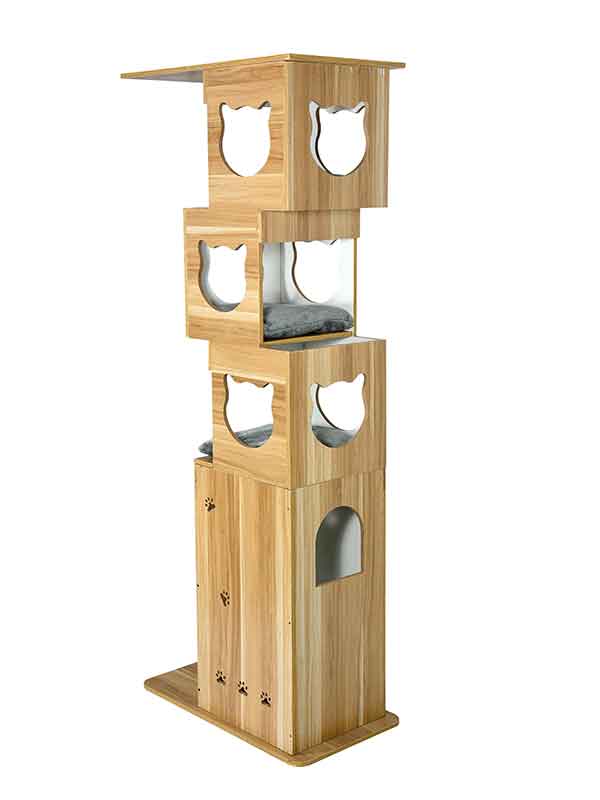 Cat tree factory OEM producing wooden cat tree 06-0187