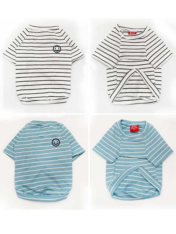 Wholesale Summer Cotton Comfortable Stripe Dog T Shirts 06-1129