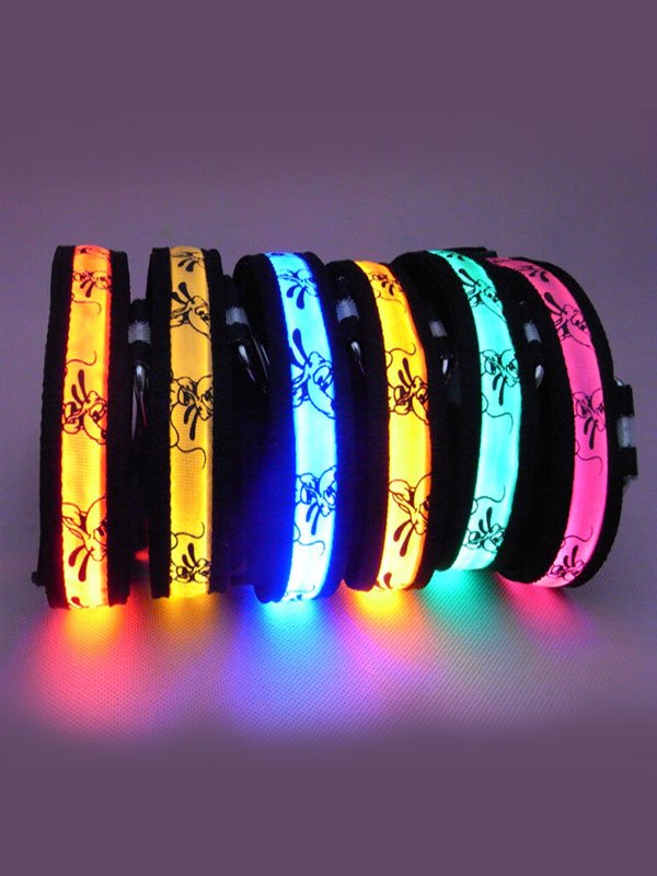 OEM Wholesale Cute Printing Nylon Collar Dog Training Collar Colorful Flashing LED Dog Collar 06-1200 www.cattoyfactory.com