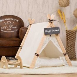 Pet Tent: White Front Lace Dog House Lace Teepee 06-0950 www.cattoyfactory.com