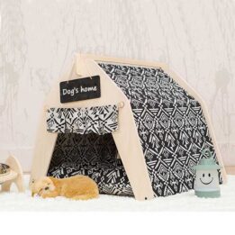 Waterproof Dog Tent: OEM 100% Cotton Canvas Pet Teepee Tent Colorful Wave Collapsible 06-0963 www.cattoyfactory.com