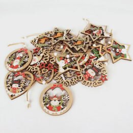Wooden Hanging Christmas Tree Hollow Wooden Pendant Scene Decoration www.cattoyfactory.com