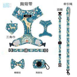 Pet harness factory new dog leash vest-style printed dog harness set small and medium-sized dog leash 109-0003 www.cattoyfactory.com