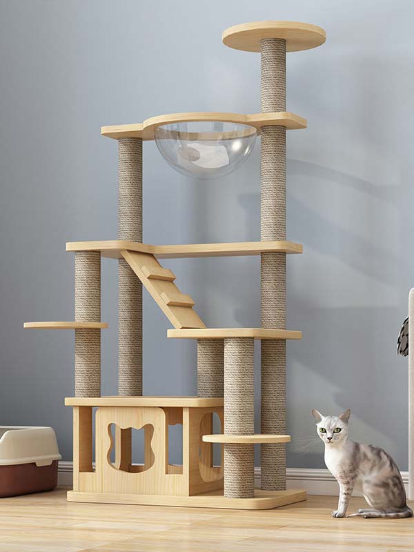 atacado-pinho-madeira maciça-placa multicamadas-gato-árvore-torre-gato-quadro de escalada para gatos-105-219 www.cattoyfactory.com
