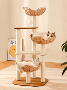 Wholesale rattan woven three cat nest cat climbing frame 105-242
