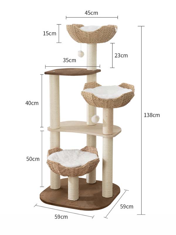 Wholesale rattan woven three cat nest cat climbing frame 105-242