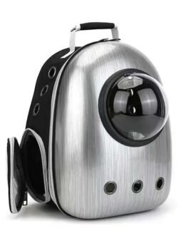 Brushed silver upgraded side opening pet cat backpack 103-45008 www.cattoyfactory.com