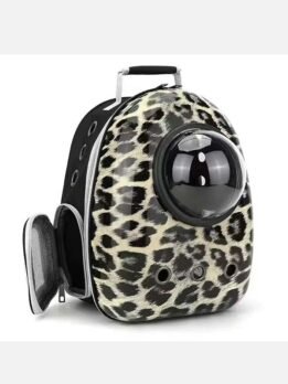Sand leopard print upgraded side opening pet cat backpack 103-45009 www.cattoyfactory.com