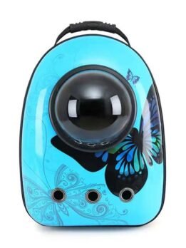 Blue butterfly upgraded side opening pet cat backpack 103-45017 www.cattoyfactory.com
