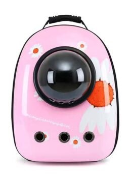 Pink Daisy Upgraded Side Opening Pet Cat Backpack 103-45021 www.cattoyfactory.com