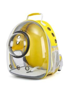 Transparent yellow pet cat backpack with hood 103-45031 www.cattoyfactory.com