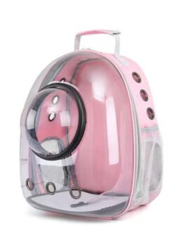 Transparent pink pet cat backpack with hood 103-45032 www.cattoyfactory.com