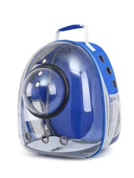 Transparent blue pet cat backpack with hood 103-45033 www.cattoyfactory.com
