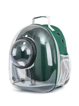 Transparent green pet cat backpack with hood 103-45035 www.cattoyfactory.com