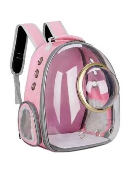 Transparent Gold Ring Pink Pet Cat Backpack 103-45046 www.cattoyfactory.com