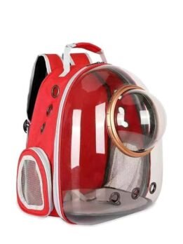 Transparent gold circle red pet cat backpack 103-45048 www.cattoyfactory.com