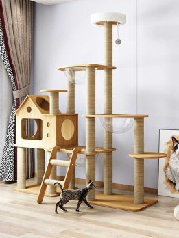 Cat Tree House Large Tower Condo 165CM 65.01 IN MDF Board with 6.5cm Pillar