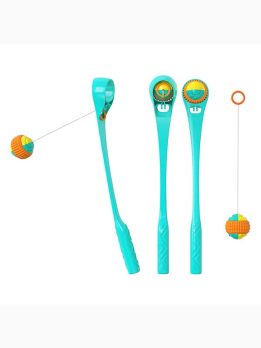 Interactive Dog Chew Ball & Thrower Stick Set with Squeaker