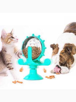 Patented 360 Rotating Cat Treat Dispenser Toy with Bell, ABS/TPR